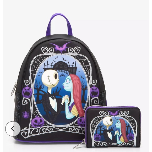 Loungefly NWT The Nightmare Before Christmas Jack Pumpkin Mini Backpack w/wallet - Picture 1 of 10